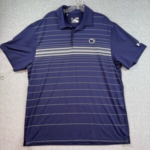 Under Armour Mens Heat Gear Penn‎ State Nittany Lions Striped Navy Polo Size XL